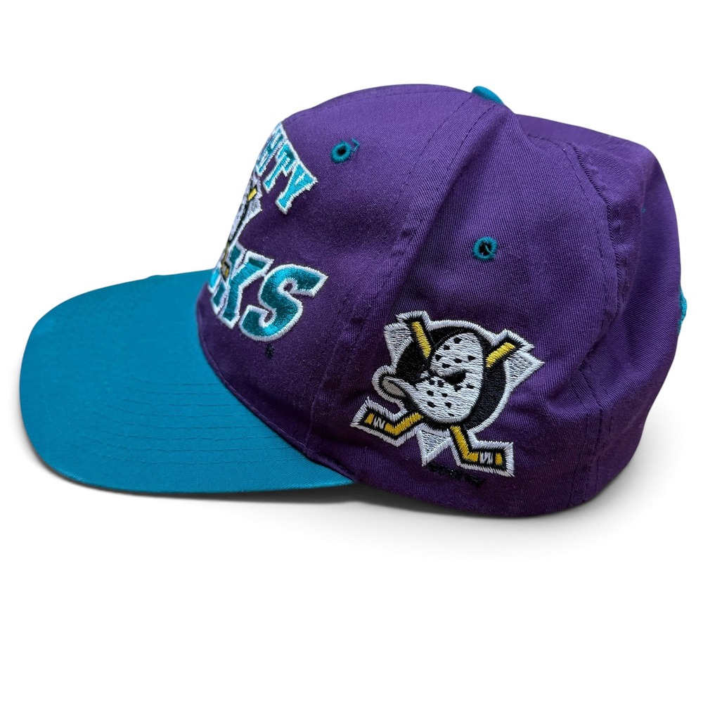 Vintage Mighty Ducks Anaheim NHL Snapback Hat The G Cap Purple Teal Retro Cap - Picture 3 of 11